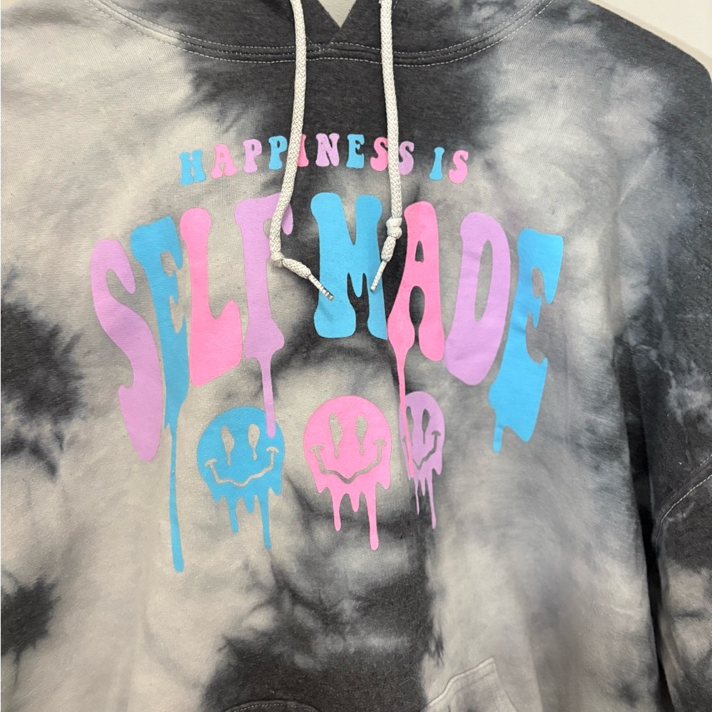 Tie-Dye Hoodie with Graphic Print - Picture 3 of 8